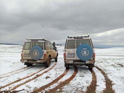 Photo: WFP/Makutloano Tsoako WFP vehicles on mission.