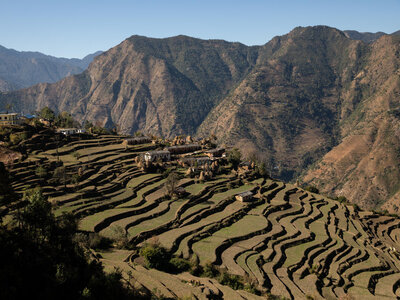 WFP/Samantha Reinders Terraced landscape surrounding the Shree Shiv Bhawani School in Bajhang District, Nepal.