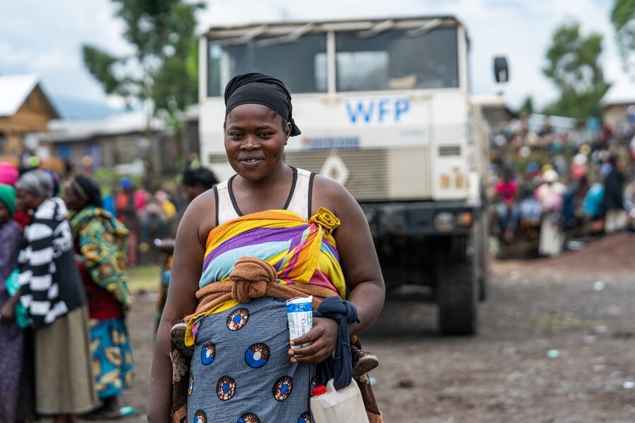 Dorati Ndagisa&nbsp;is grateful for WFP's food assistance, but feels helpless about eastern DRC's ongoing conflict. Photo: WFP/Michael Castofas