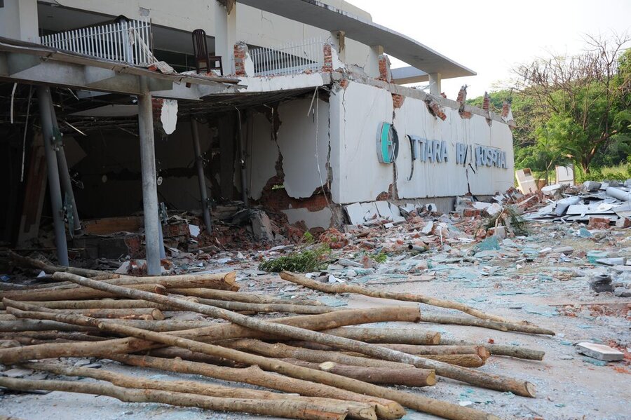 Hospital building damaged by Myanmar earthquake