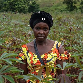 Adela Ngongo a cassava smallholder producer in her field, Pool Department. 