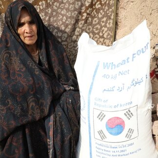 WFP covers 80 percent of the daily food needs for food-insecure, male-headed households and 100 percent for female-headed households. Photo: WFP / Neda Mobarra.